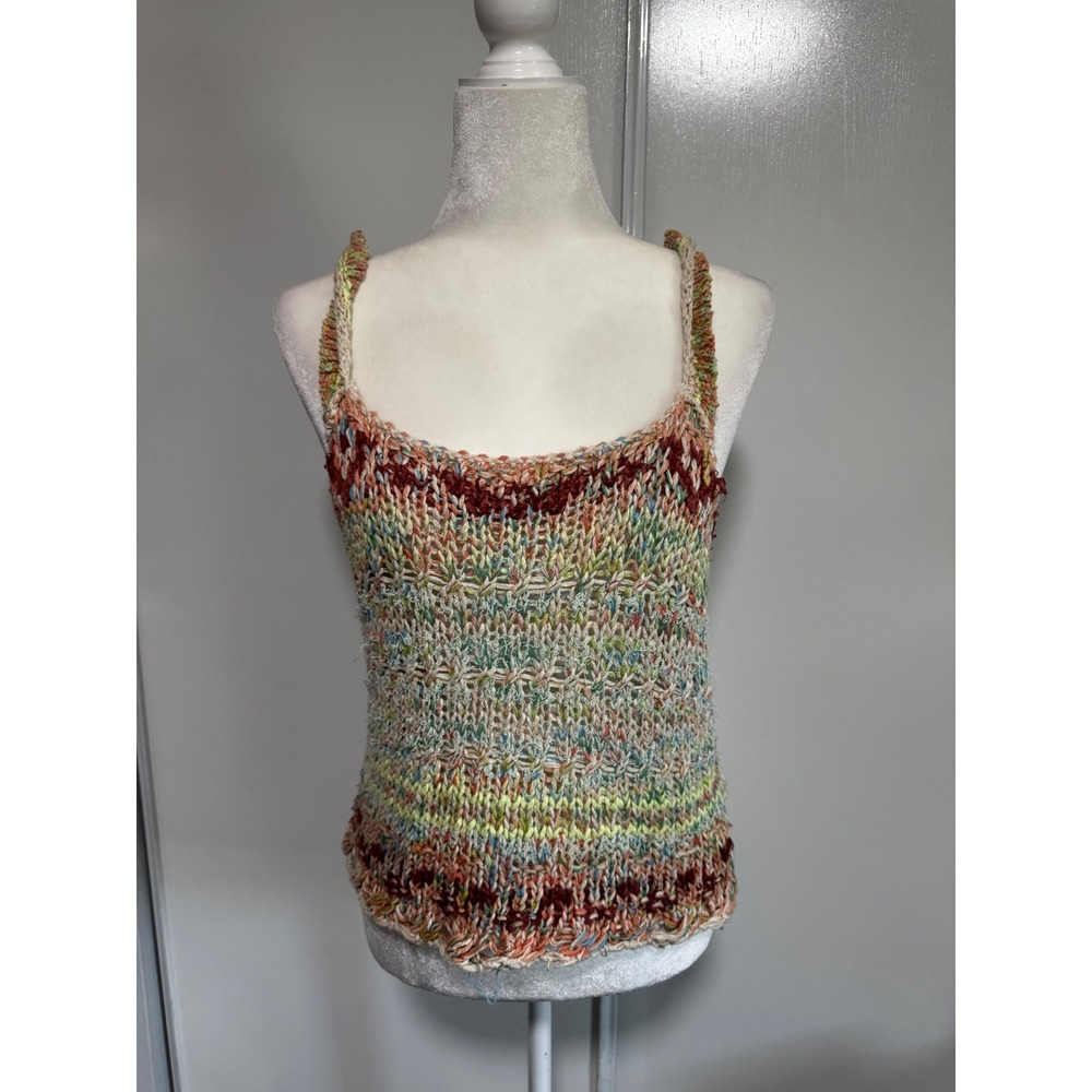 Free People Womens Space Dye Knit Tank Top Low Back Multi Color Small